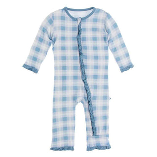 Print Classic Ruffle Coverall with Zipper - Blue Moon 2020 Holiday Plaid Baby & Toddler Sleepwear