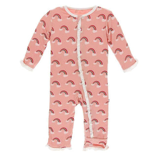 Print Classic Ruffle Coverall with Zipper - Blush Rainbow Baby & Toddler Sleepwear