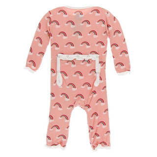 Print Classic Ruffle Coverall with Zipper - Blush Rainbow Baby & Toddler Sleepwear