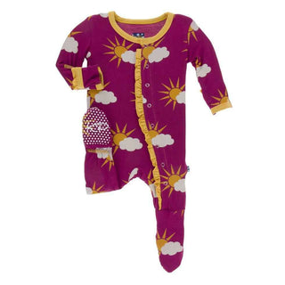 Print Classic Ruffle Footie with Snaps - Berry Partial Sun Baby & Toddler Sleepwear