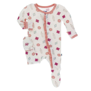 Print Classic Ruffle Footie with Snaps - Natural Gems Baby & Toddler Sleepwear