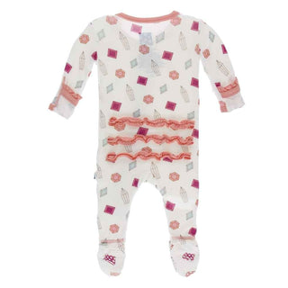 Print Classic Ruffle Footie with Snaps - Natural Gems Baby & Toddler Sleepwear