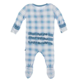 Print Classic Ruffle Footie with Zipper - Blue Moon 2020 Holiday Plaid Baby & Toddler Sleepwear