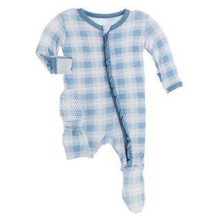 Print Classic Ruffle Footie with Zipper - Blue Moon 2020 Holiday Plaid Baby & Toddler Sleepwear