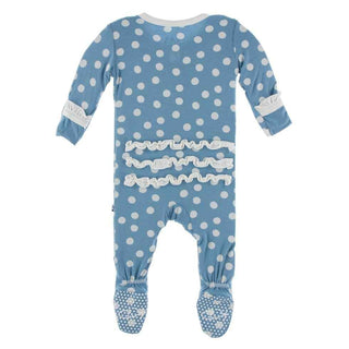 Print Classic Ruffle Footie with Zipper - Blue Moon Snowballs Baby & Toddler Sleepwear