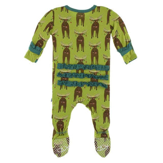 Print Classic Ruffle Footie with Zipper - Meadow Bad Moose Baby & Toddler Sleepwear