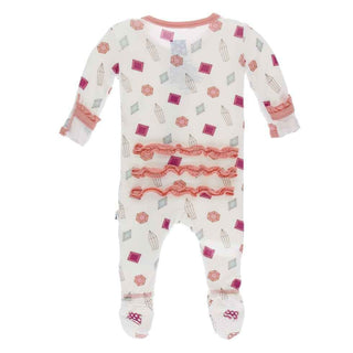 Print Classic Ruffle Footie with Zipper - Natural Gems Baby & Toddler Sleepwear