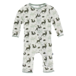 Print Coverall with Snaps - Natural Forest Animals Baby & Toddler Sleepwear