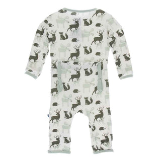 Print Coverall with Snaps - Natural Forest Animals Baby & Toddler Sleepwear