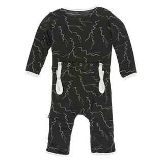 Print Coverall with Snaps - Zebra Lightning Baby & Toddler Sleepwear