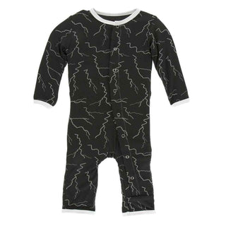 Print Coverall with Snaps - Zebra Lightning Baby & Toddler Sleepwear