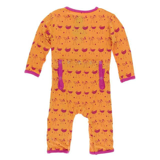 Print Coverall with Zipper - Apricot Chickens Baby & Toddler Sleepwear