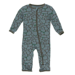 Print Bamboo Coverall with Zipper - Sea Rolled Rocks Baby & Toddler Sleepwear