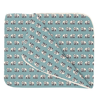 Print Bamboo Fluffle Throw Blanket - Jade Panda Swaddling & Receiving Blankets