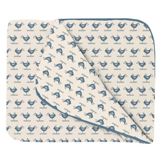 Print Bamboo Fluffle Throw Blanket - Natural Ski Birds Swaddling & Receiving Blankets