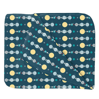 Print Bamboo Fluffle Throw Blanket - Peacock Planets Swaddling & Receiving Blankets