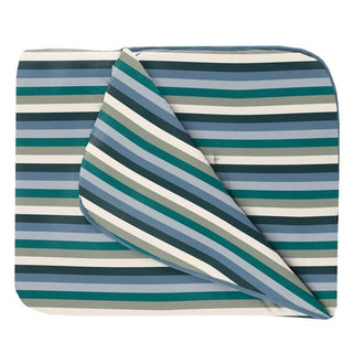 Print Bamboo Fluffle Throw Blanket - Snowy Stripe Swaddling & Receiving Blankets