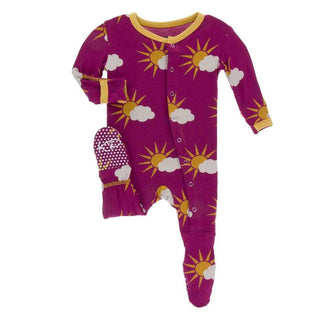 Print Footie with Snaps - Berry Partial Sun Baby & Toddler Sleepwear