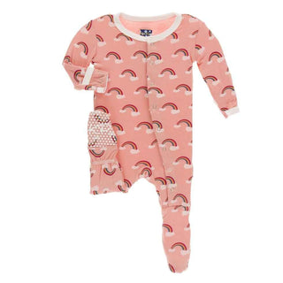 Print Footie with Snaps - Blush Rainbow Baby & Toddler Sleepwear