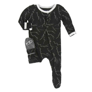 Print Footie with Snaps - Zebra Lightning Baby & Toddler Sleepwear