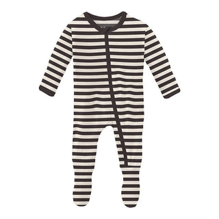 Print Bamboo Footie with Zipper - Jailhouse Rock Stripe Baby & Toddler Sleepwear