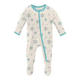 Print Footie with Zipper - Natural Snowflakes (WCA22) Baby & Toddler Sleepwear