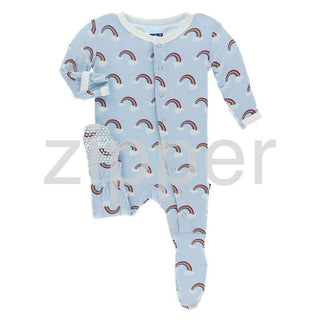 Print Footie with Zipper - Pond Rainbow Baby & Toddler Sleepwear