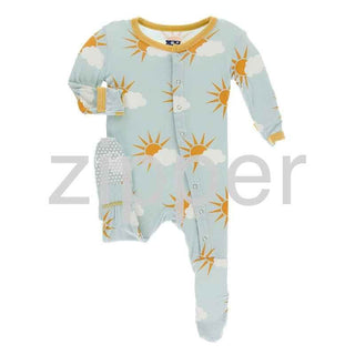 Print Footie with Zipper - Spring Sky Partial Sun Baby & Toddler Sleepwear