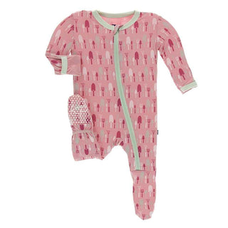 Print Footie with Zipper - Strawberry Garden Tools Baby & Toddler Sleepwear