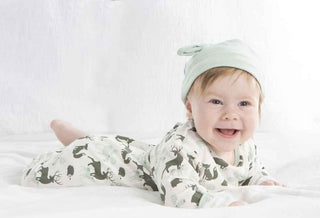 Print Gown & Single Knot Hat Set - Natural Forest Animals Baby & Toddler Sleepwear