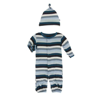 Print Gown Converter & Knot Hat Set - Meteorology Stripe Baby & Toddler Sleepwear