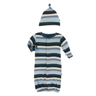 Print Gown Converter & Knot Hat Set - Meteorology Stripe Baby & Toddler Sleepwear