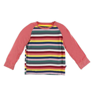 Print Long Sleeve Fitted Raglan Tee, Bright London Stripe Baby & Toddler Tops