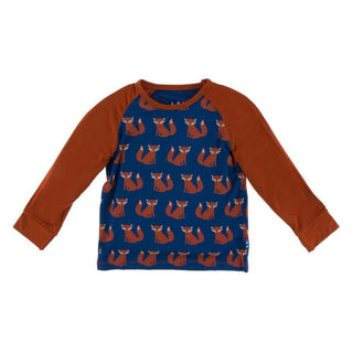 Print Long Sleeve Fitted Raglan Tee, Navy Fox Baby & Toddler Tops