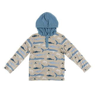 Print Long Sleeve Hoodie Tee - Burlap Sharks Baby & Toddler Outerwear