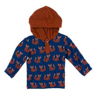 Print Long Sleeve Hoodie Tee - Navy Fox Baby & Toddler Outerwear