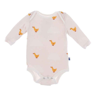 Print Long Sleeve One Piece - Macaroon Puddle Duck Baby One-Pieces