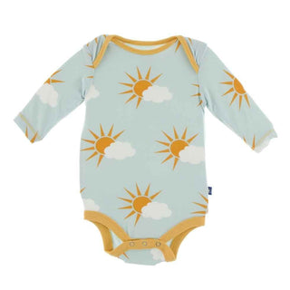 Print Long Sleeve One Piece - Spring Sky Partial Sun Baby One-Pieces