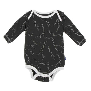 Print Long Sleeve One Piece - Zebra Lightning Baby One-Pieces