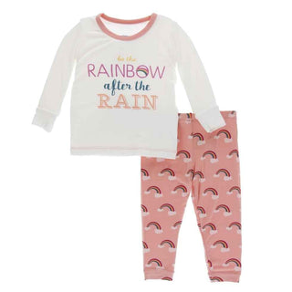 Print Long Sleeve Pajama Set - Blush Rainbow After the Rain Baby & Toddler Sleepwear