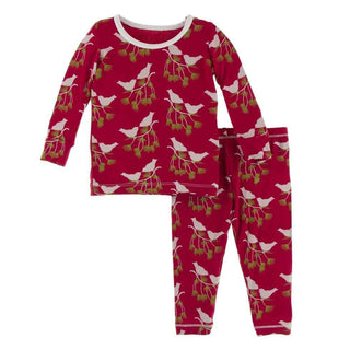 Long Sleeve Pajama Set - Crimson Kissing Birds Baby & Toddler Sleepwear