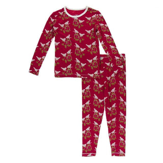 Long Sleeve Pajama Set - Crimson Kissing Birds Baby & Toddler Sleepwear