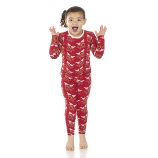 Long Sleeve Pajama Set - Crimson Kissing Birds Baby & Toddler Sleepwear