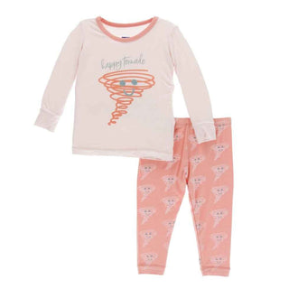 Print Long Sleeve Pajama Set - Macaroon Happy Tornado Baby & Toddler Sleepwear