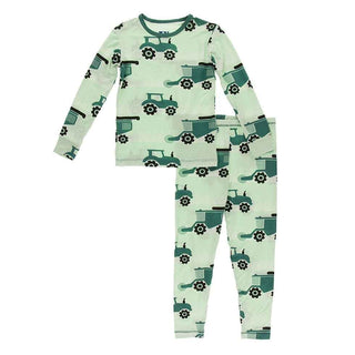 Print Long Sleeve Pajama Set - Pistachio Tractor Baby & Toddler Sleepwear