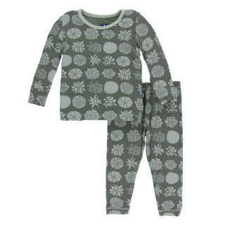 KicKee Pants Print Long Sleeve Pajama Set, Succulent Plants