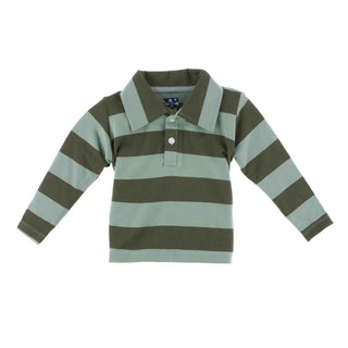 Print Long Sleeve Performance Jersey Polo Shirt,- Paleontology Fauna Stripe Baby & Toddler Tops