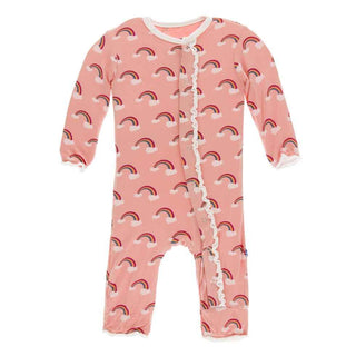 Print Muffin Ruffle Coverall with Snaps - Blush Rainbow Baby & Toddler Sleepwear