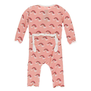 Print Muffin Ruffle Coverall with Snaps - Blush Rainbow Baby & Toddler Sleepwear