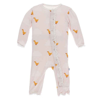 Print Muffin Ruffle Coverall with Snaps - Macaroon Puddle Duck Baby & Toddler Sleepwear